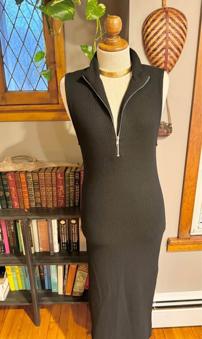 NWT Zara Black Sleeveless Maxi Bodycon Ribbed Dress